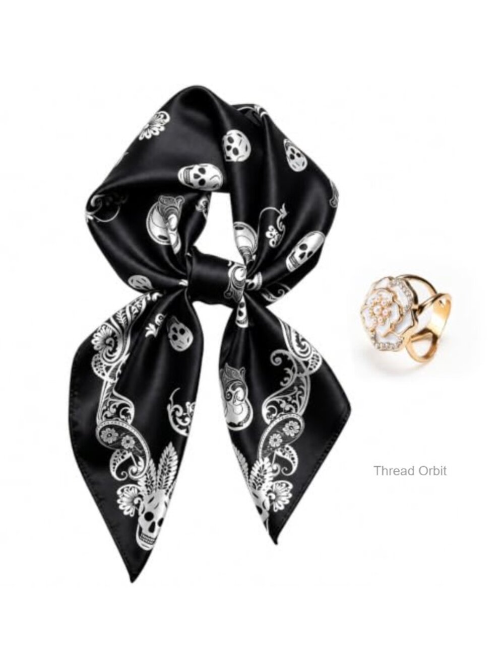 Satin Silk Hair Scarf Bandana 2PCS with Ring Clip